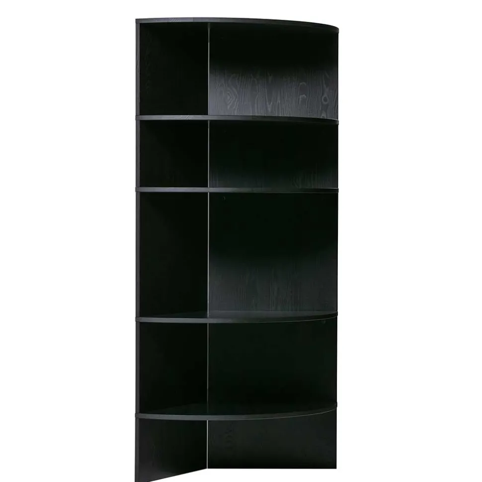 Schwarzes Holz Regal in Halbrund - Nircana