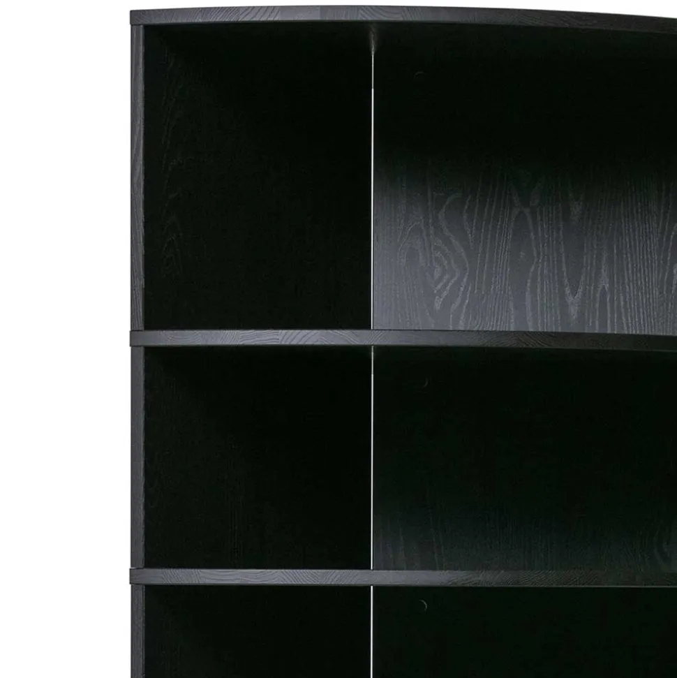 Schwarzes Holz Regal in Halbrund - Nircana