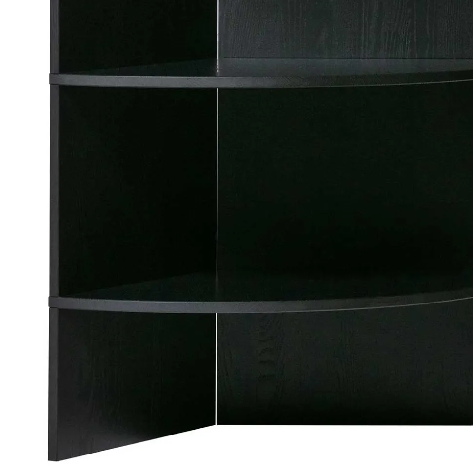 Schwarzes Holz Regal in Halbrund - Nircana