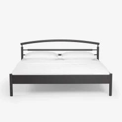 Schwarzes Metallbett Boston mit Kopfteil gerundet