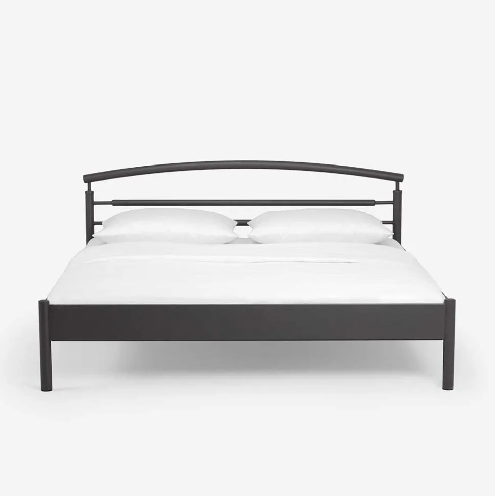 Schwarzes Metallbett Boston mit Kopfteil gerundet