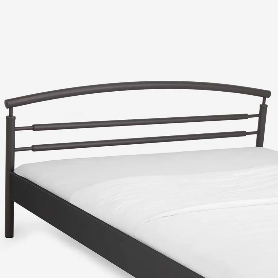 Schwarzes Metallbett Boston mit Kopfteil gerundet