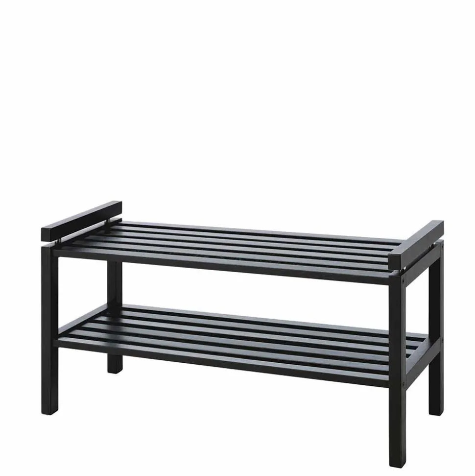 Schwarzes Schuhregal aus Eiche Massivholz - Geskan