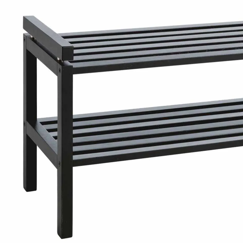Schwarzes Schuhregal aus Eiche Massivholz - Geskan