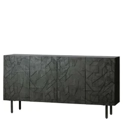 Schwarzes Sideboard mit Schnitzereien Front - Eiken