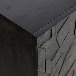 Schwarzes Sideboard mit Schnitzereien Front - Eiken