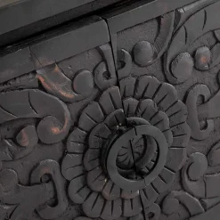 Schwarzes TV Board mit Schnitzereien - Namibe