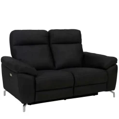 Schwarzes Zweier Sofa mit Relaxfunktion - Salma