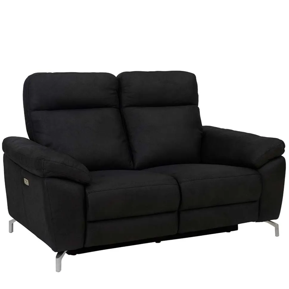 Schwarzes Zweier Sofa mit Relaxfunktion - Salma
