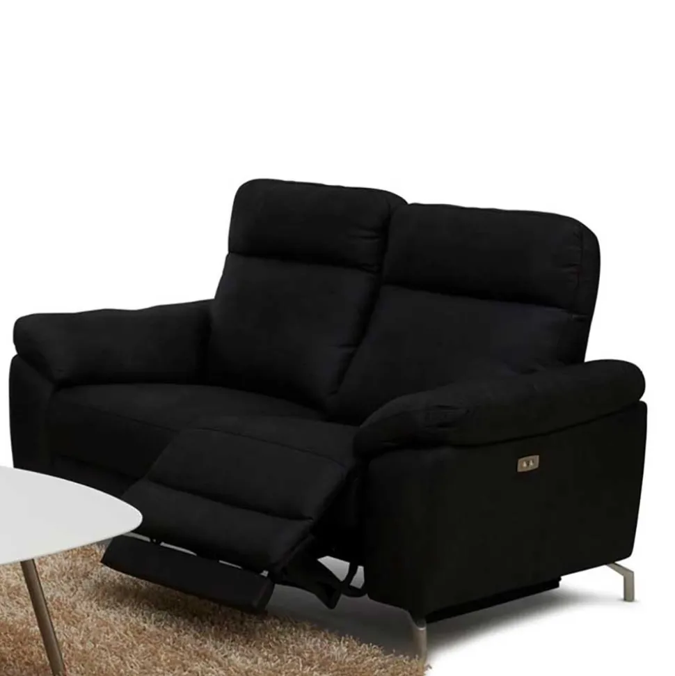 Schwarzes Zweier Sofa mit Relaxfunktion - Salma