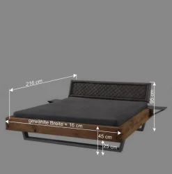 Schwebebett mit Leder-Kopfteil - Emjan