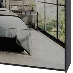 Schwebetüren-Kleiderschrank in Eiche Grau - Carika