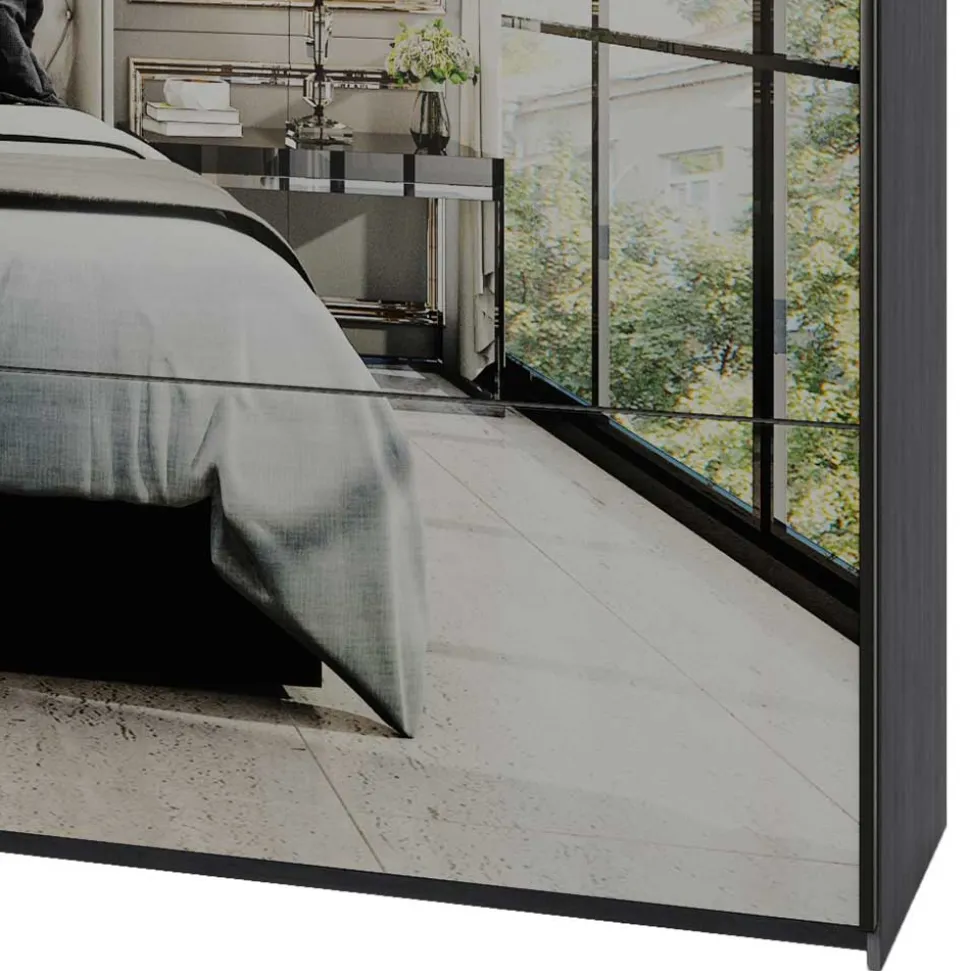 Schwebetüren-Kleiderschrank in Eiche Grau - Carika