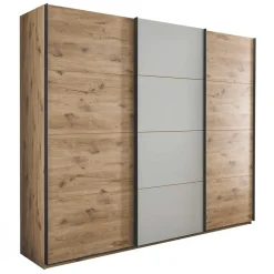 Schwebetürenschrank in Grau und Wildeiche Hell - Simple