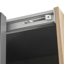 Schwebetürenschrank in Grau und Wildeiche Hell - Simple