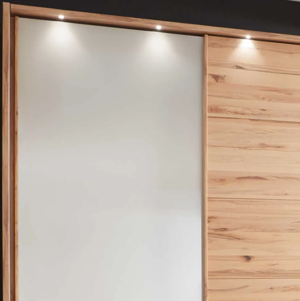 Schwebetürenschrank in Kernbuche & Beige - Krofun