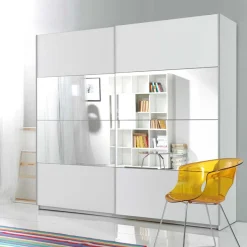 Schwebetürenschrank in Weiß mit Spiegel - Juleste