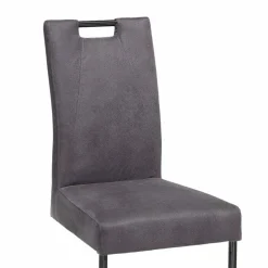 Schwingstuhl Buleta mit Microfaser Bezug in Anthrazit (2er Set)