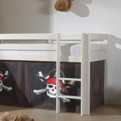 Seeräuber Kinderbett als Hochbett mit Vorhang - Enevo