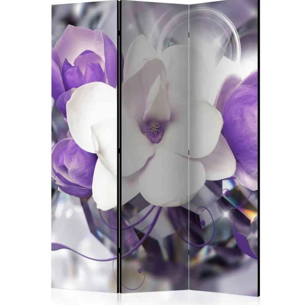 2-seitiger Druck Paravent in Weiß Lila - Avril