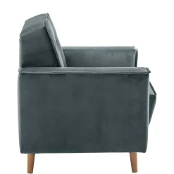 Sessel aus Samtvelours in Blaugrau - Lymeca