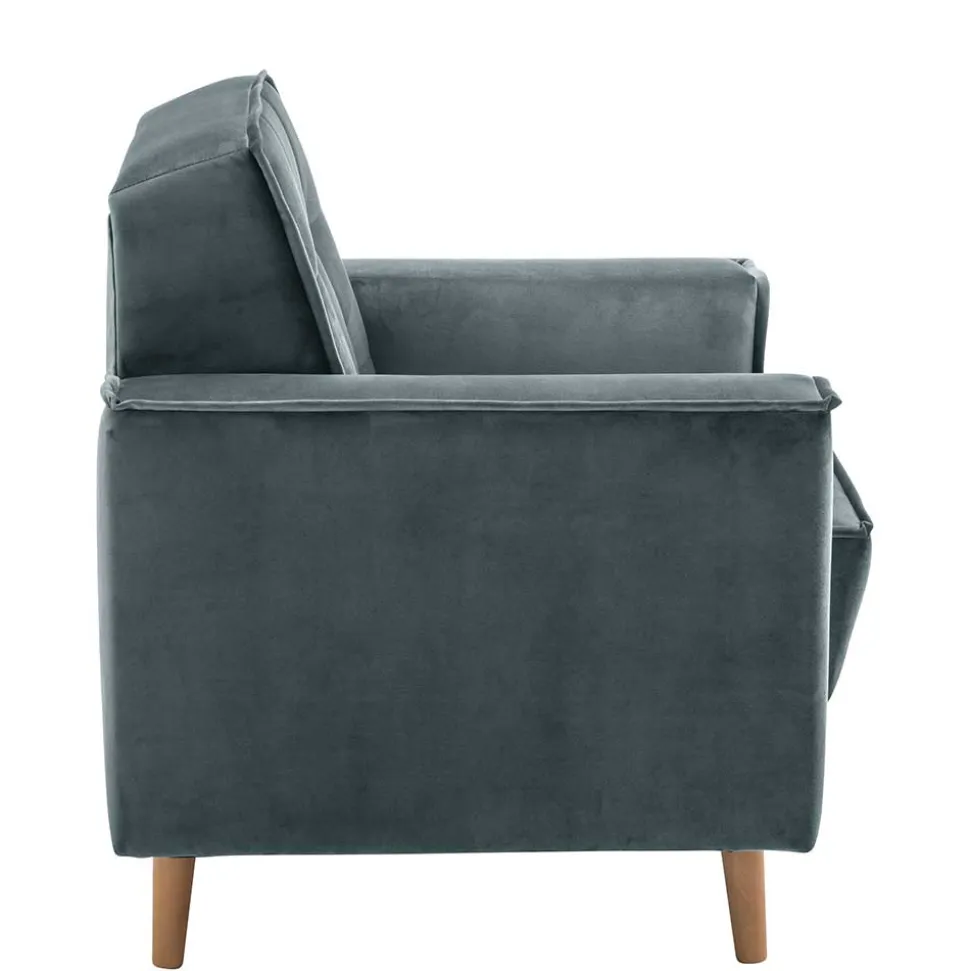 Sessel aus Samtvelours in Blaugrau - Lymeca