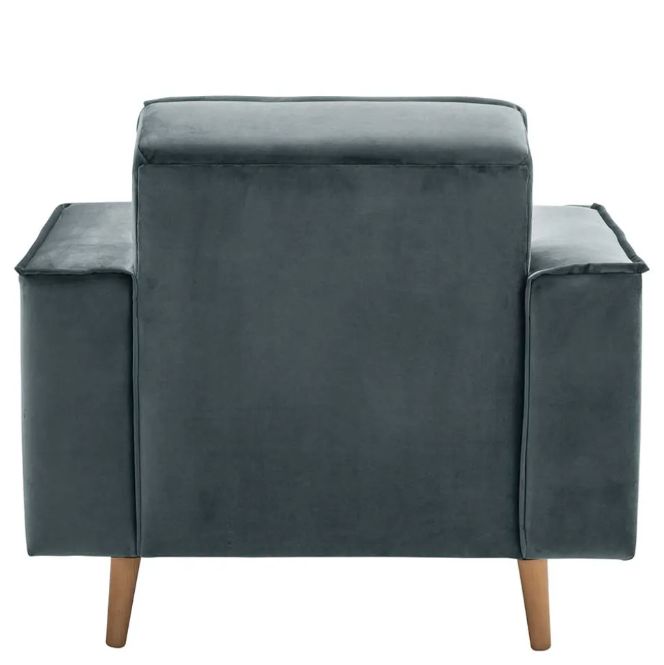 Sessel aus Samtvelours in Blaugrau - Lymeca