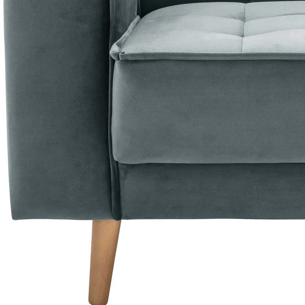 Sessel aus Samtvelours in Blaugrau - Lymeca