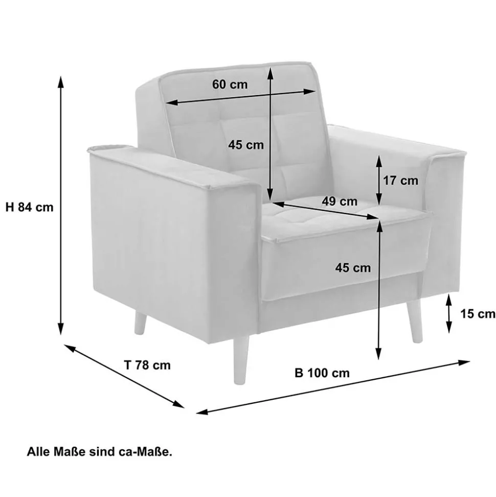 Sessel aus Samtvelours in Blaugrau - Lymeca