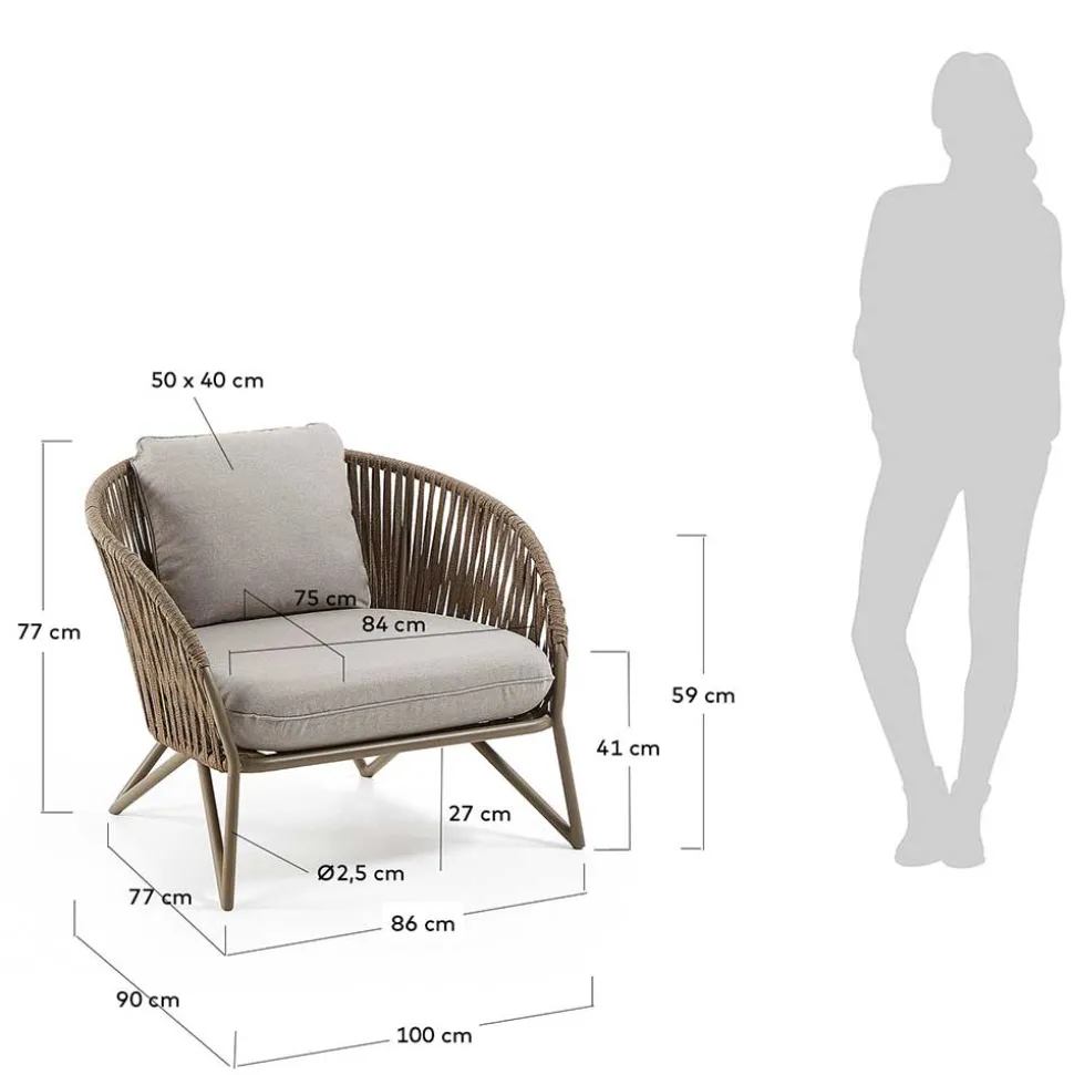 Sessel aus Seilgeflecht in Hellbraun & Beige - Rosmani