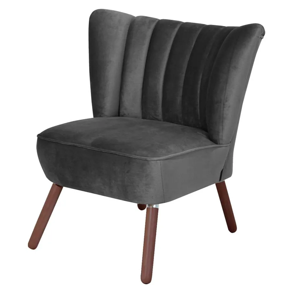 Sessel in Anthrazit und Nussbaum - Laois