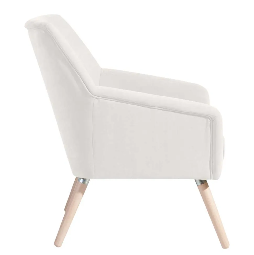 Sessel in Creme Velours-Stoff - Emia