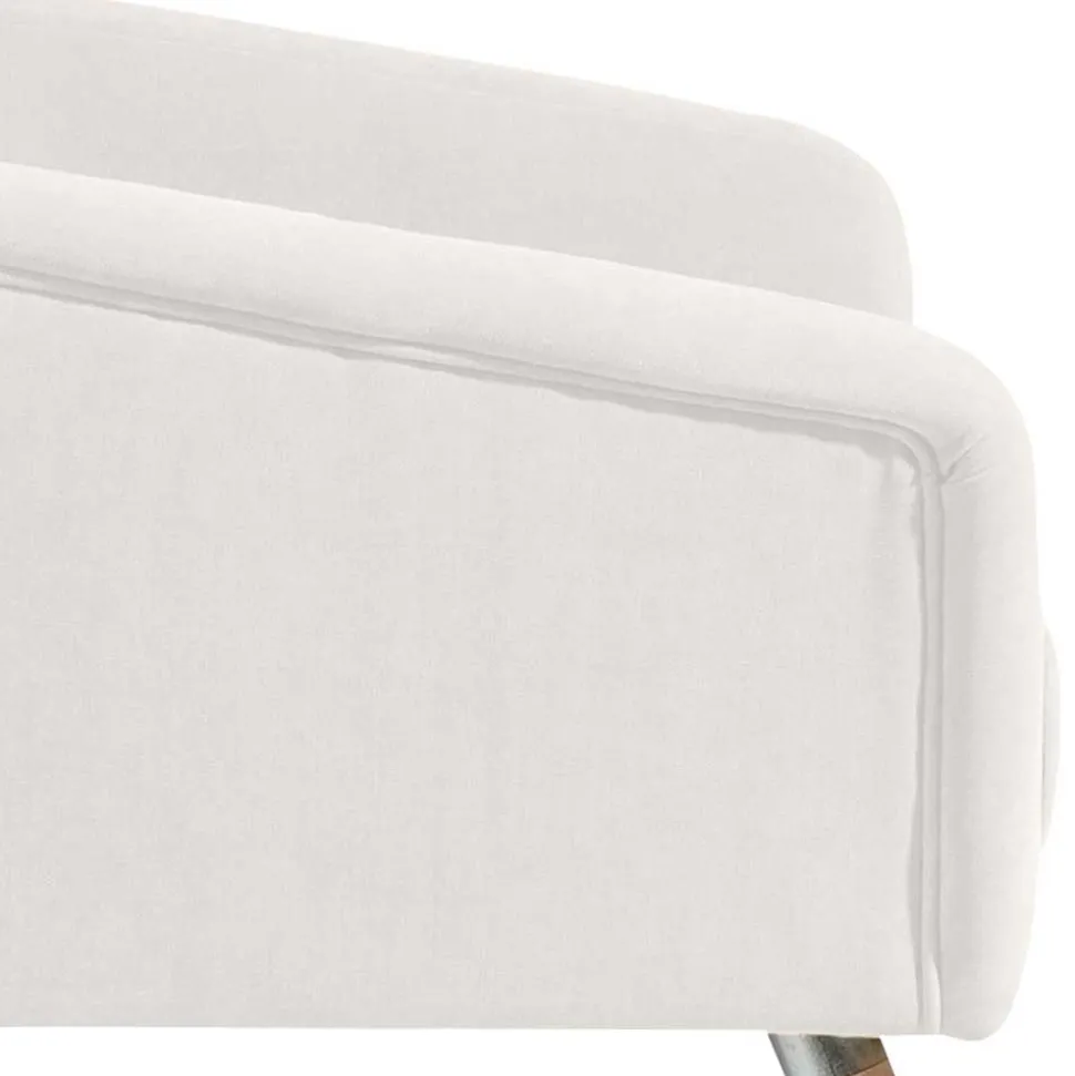 Sessel in Creme Velours-Stoff - Emia