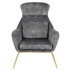 Sessel in Grau Samtvelours & Messing Metall - Henrics