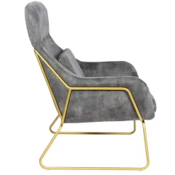 Sessel in Grau Samtvelours & Messing Metall - Henrics