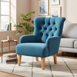 Sessel in Petrol und Buche Natur - Emalik