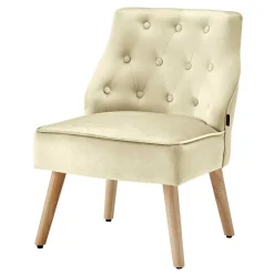 Sessel mit Knopfheftung in Creme Samt - Artling (2er Set)