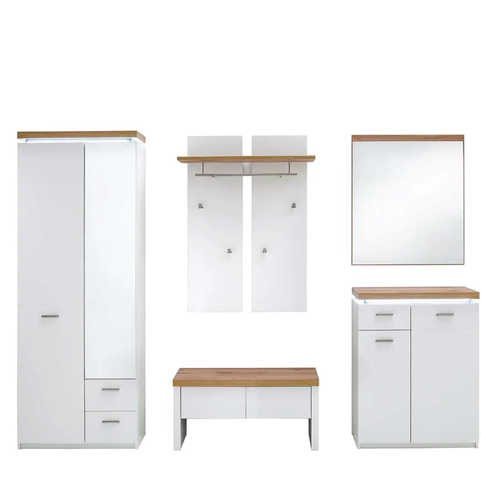 Set Dielen Möbel Kombi mit LED - Nusenia (fünfteilig)