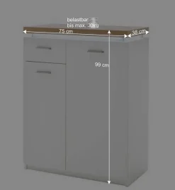 Set Dielen Möbel Kombi mit LED - Nusenia (fünfteilig)