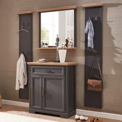 Set Flurmöbel in Dunkelgrau & Eiche - Thumbs (vierteilig)