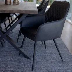 Set Loft X-Fuß Tisch & Tischsessel - Ghaz (siebenteilig)