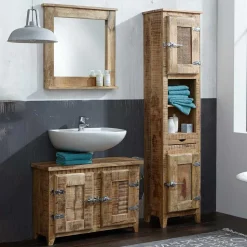 Set Massivholz Badmöbel rustikal - Suennas (dreiteilig)