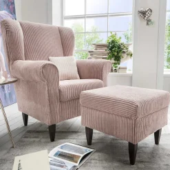 Set Ohrensessel mit Fußhocker - Noah (zweiteilig)