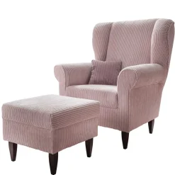 Set Ohrensessel mit Fußhocker - Noah (zweiteilig)