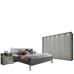 Set Schlafzimmer in Hellgrau & Braun - Ocavado (vierteilig)