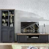 Set TV Lowboard & Vitrine in Grau - Thumbs (zweiteilig)