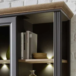 Set TV Lowboard & Vitrine in Grau - Thumbs (zweiteilig)