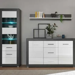 Set Vitrine & Highboard & Regal - Istensa (dreiteilig)