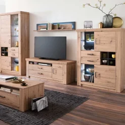 Set Wohnmöbel in Dekor Eiche - Wykina (vierteilig)