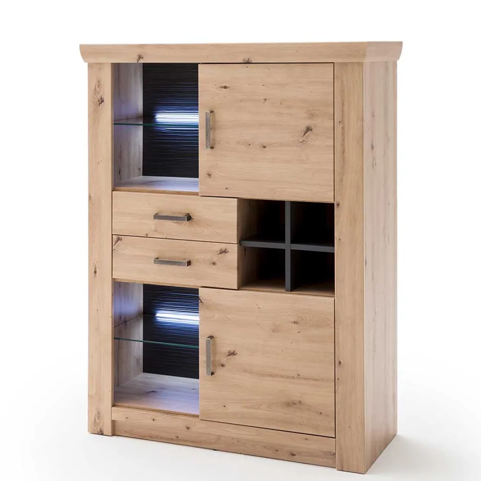 Set Wohnmöbel in Dekor Eiche - Wykina (vierteilig)